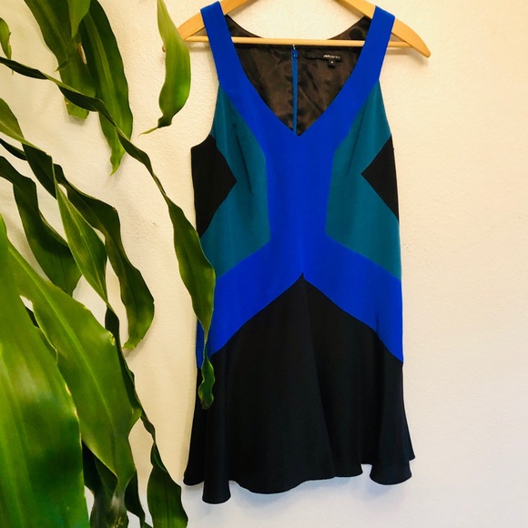 JAYGODFREY 80’s Style Color Block Silk Dress - Picture 2 of 8